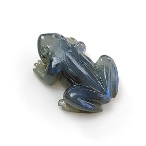 Labradorite Hand Carved Frog For Jewelry