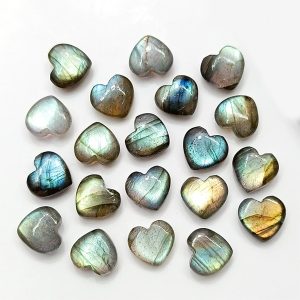 Natural Labradorite Smooth Heart Shape Gemstone Beads