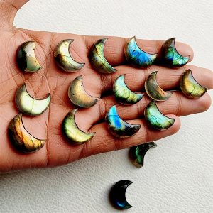 Labradorite Cabochon Smooth Polished Crescent Moon Loose Gemstone