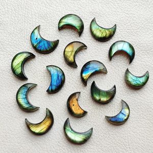 Labradorite Cabochon Smooth Polished Crescent Moon Loose Gemstone