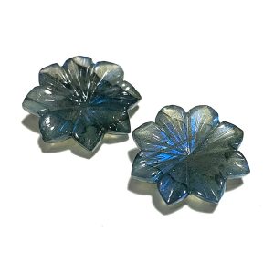 Natural Labradorite Carving Flower Shape Earring