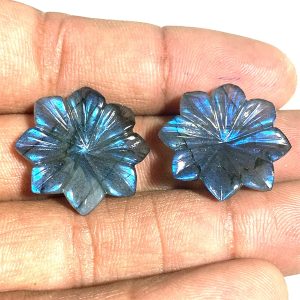 Natural Labradorite Carving Flower Shape Earring