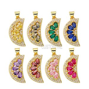 925 Sterling Silver Sapphire Handmade Half Lemon Charm Pendant Jewelry