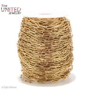 Yellow Gold Plated Handmade 925 Sterling Silver Paper Clip Chain Jewelry