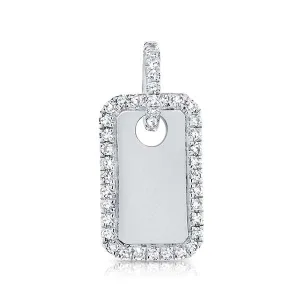 14K Gold & Diamond Dog Tag Pendant