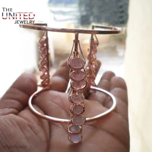 Handmade 925 Sterling Silver Designer Pink Sapphire Cuff Bangle Jewelry For Women's