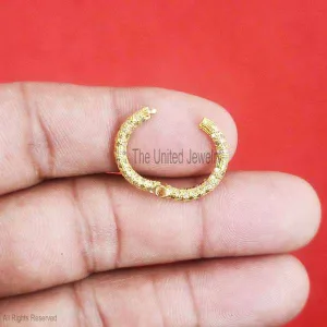 925 Sterling Silver Pave Diamond Round Charm Holder, Handmade Silver Pave Diamond Push Lock