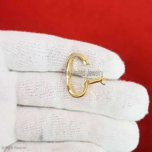 14k Gold Oval Shape Charms Holder, 14k Gold Charms Holder Lock, 14k Gold Push Lock, 14k Gold Enhancer Jewelry, Handmade Gold Link Lock Jewelry