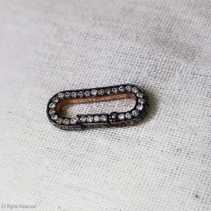 Oval Shape CZ Charms Holder, Silver Charms Holder Lock, 925 Silver CZ Push Lock, Silver Enhancer Jewelry, Charm Holder Pendant