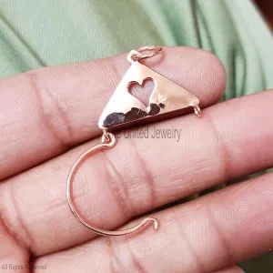 925 Sterling Silver Heart Shape Charm Holder, Watch Chain Clip, Dog Clip, Swivel Clip, Charm Hanger, Enhancer Lock