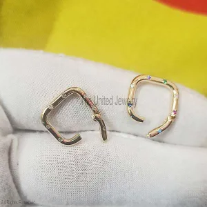 14K Gold Square Shape charm holder, 14k Gold charm holder lock, 14k gold Push lock, Snap lock Gold, Charm holder, 14k Gold Jewelry