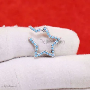 925 Silver Turquoise Star charm Enhancer, Turquoise Star Charm Holder, Silver Multi Charm Enhancer, Link Lock, Gemstone Push Snap Lock Jewelry