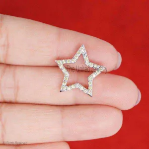 925 Silver Diamond Star charm Enhancer, Gemstone Star Charm Holder, Silver Multi Charm Enhancer, Link Lock, Diamond Star Push Snap Lock