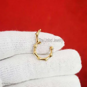 Bamboo Shape Silver Enhancer Charm Lock, Enhancer Charm Lock, Gold Charm Holder, Charm Holder Necklace, Sterling Silver Round Lock