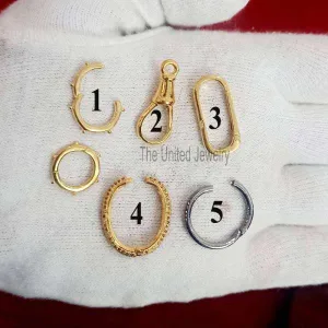 925 Sterling Silver Charm Holder, Diamond Round Charm Holder, Silver Swivel Lock, Handmade Silver Push Lock Jewelry