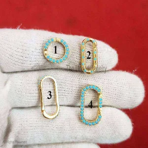 Natural Turquoise Silver Round Enhancer, Oval Turquoise Charms Holder, Round Link Lock, Silver Round Enhancer, Round Connector, Enhancer Push Lock Jewelry