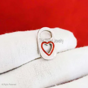 925 Silver Heart Shape Pendant, Charms Holder, Enamel Link Lock, Silver Heart Enhancer, Heart Connector, Silver Heart Enhancer Jewelry