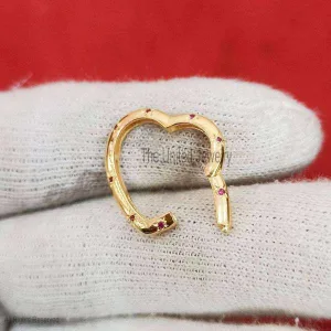 Ruby Silver Heart Enhancer Charm Lock, Enhancer Charm Lock, Gold Charm Holder, Charm Holder Necklace, Silver Gemstone Heart Lock Jewelry