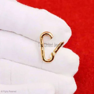 14K Yellow Gold Oval Charms Holder Necklace, 14K Gold Link Lock Pendant, 14K Gold Push Lock Jewelry, 14K Gold Snap Clasp Lock, 14K Gold Lock