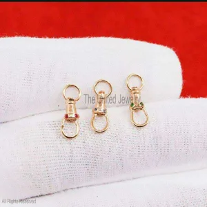 14k Gold Natural Ruby Charm Holder, Watch Chain Clip, Dog Clip, Swivel Clip, Charm Hanger, Enhancer Lock, Gold Lock Jewelry