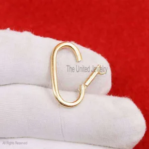 14k Yellow Gold Handmade Charm Holder Clasp Lock Jewelry, 14k Gold Push Lock Enhancer Clasp Lock Jewelry