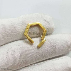 Hexagon Yellow Gold Plating Charms Holder, Silver Charms Holder Lock, 925 Silver Push Lock, Silver Enhancer Jewelry, Charm Holder Pendant, Hexagon Link Push Clasp Lock