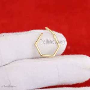 14K Yellow Gold Hexagon charm holder, 14k Gold charm holder lock, 14k gold Push lock, Snap lock Gold, Charm holder, 14k Gold Jewelry