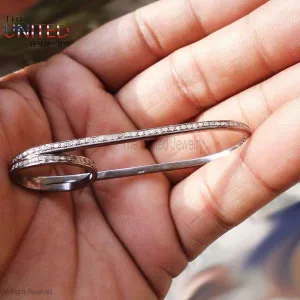 925 Sterling Silver Pave Diamond Designer Three Finger Ring, Diamond Three Finger Ring, Diamond Ring Jewelry