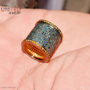 Blue Sapphire With Yellow Sapphire Finger Ring, 925 Sterling Silver Sapphire Band Ring Jewelry, Women Finger Ring Jewelry