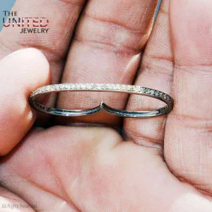 Real Pave Diamonds Black Oxidize Two Fingers Ring Handmade 925 Sterling Silver Diamonds Fine Jewelry Wedding, Birthday Gift For Her