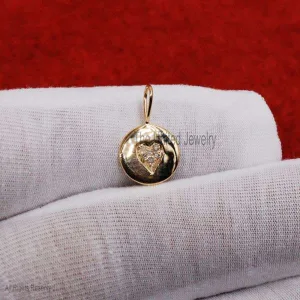 925 Sterling Silver Natural Pave Diamond Heart Shape Charm Pendant Jewelry, Silver Heart Charm, Heart Charm Pendant Jewelry, 925 Silver Heart Pendant