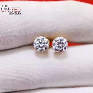 18k Gold Moissanite Stud Earrings, Natural Moissanite Stud Earrings, 18k Gold Studs, Moissanite Studs, Moissanite Studs Earrings for Women's