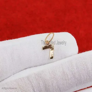 14k Yellow Gold Numeric Charm, 7 Number Charm, Gold Initial Numeric Charm, 14k Gold Charm