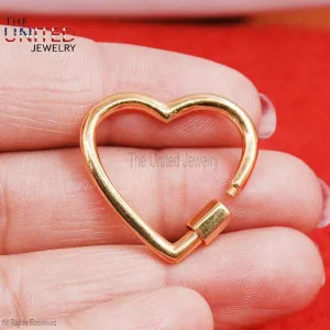 Sterling Silver Heart Shape Carabiner Clasp Lock Jewelry, Silver Screw Heart Clasp Lock, Handmade Clasp Lock Jewelry