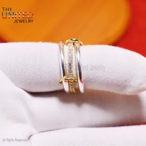 925 Sterling Silver Connector Band Ring Jewelry, Three Finger Connector Ring, Three Connector Band Ring, Link Ring