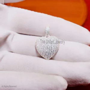 925 Sterling Silver Diamond Heart Pendant, Silver Diamond Heart Pendant, Handmade Silver Diamond Heart Pendant, Diamond Heart Pendant Jewelry