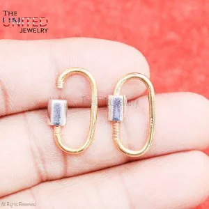 Handmade Two Tone Plating Sterling Silver Designer Carabiner Lock Jewelry, Silver Carabiner Lock Jewelry, Screw Lock Jewelry