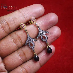 Natural Pave Diamond Sterling Silver Black Onyx Dangle Earrings, Silver Earrings, Diamond Silver Earrings Jewelry, Handmade Earrings Jewelry