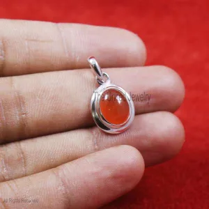Sterling Silver Carnelian Charm Pendant, Charm Pendant, Carnelian Charms Necklace, Silver Pendant, Gemstone Silver Pendant
