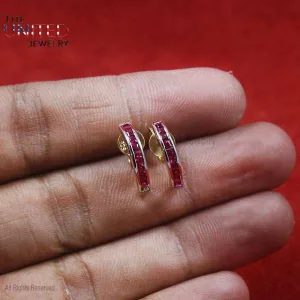 925 Sterling Silver Ruby Stud Earrings, Handmade Stud Earrings, Designer Gemstone 925 Silver Stud Earrings Jewelry