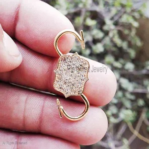 Padlock Handmade Diamond Gemstone 925 Sterling Silver Designer Padlock Bracelet Necklace Connector Jewelry