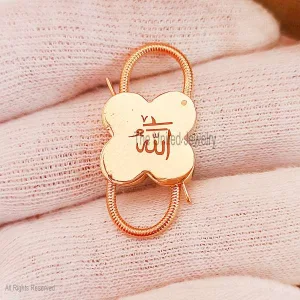 Yellow Gold Plating Sterling Silver Clover Shape Allah Arabic Engraving Padlock, Allah Arabic Engraved Padlock, Silver Padlock Jewelry