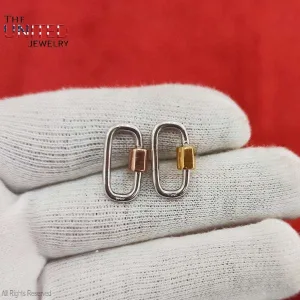 Two Tone Plating Handmade Sterling Silver Designer Carabiner Lock Jewelry, Silver Carabiner Lock Jewelry, Carabiner Lock Jewelry