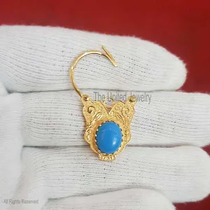 Natural Turquoise Handmade Flower Shape Designer Padlock Jewelry, Sterling Silver Padlock Jewelry, Turquoise Padlock