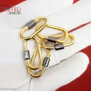 Handmade Two Tone Plating Handmade Sterling Silver Designer Carabiner Lock Jewelry, Silver Carabiner Lock Jewelry, Carabiner Lock Jewelry