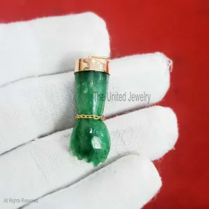 925 Sterling Silver Green Onyx Figa Hand Pendant Jewelry, Silver Figa Charm, Gemstone Figa Pendant Jewelry