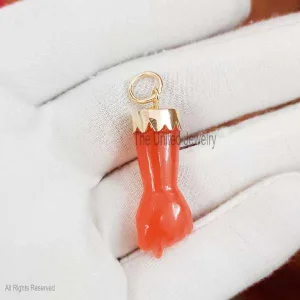 Coral Figa Pendant 925 Sterling Silver Turquoise Gemstone Figa Hand Symbol Pendant, Gemstone Figa Pendant Jewelry