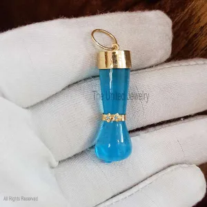 925 Silver Blue Topaz Figa Hand Charm Pendant Jewelry, Blue Topaz Figa Charm, Silver Figa Charm, Gemstone Figa Charm Jewelry