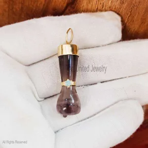 925 Sterling Silver Gemstone Figa Hand Pendant Jewelry, Silver Charm, Turquoise Flower Gemstone Figa Hand Jewelry