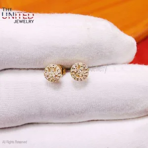 14k Gold Tiny Diamond Pave Smiley Face Studs, Gold Diamond Smiley Stud Earrings, Handmade Diamond Smiley Stud Earrings Jewelry For Women's